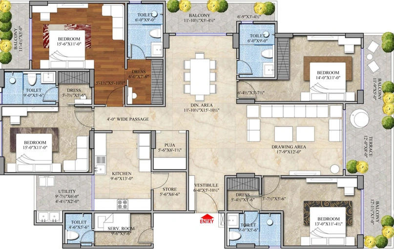 4 BHK Flat in Ballpark Imperial Garden in Vidyadhar Nagar, Jaipur - Image 507001
