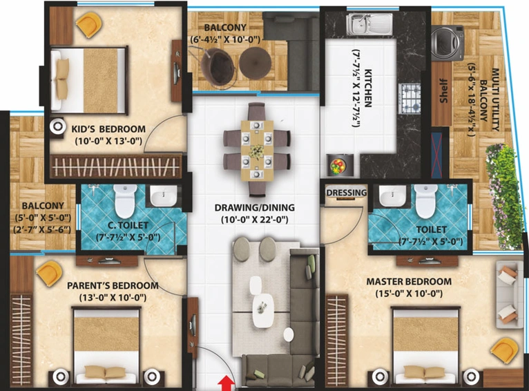 3 BHK Flat in Kiara NRI Proxima in Jagatpura, Jaipur - Image 507041