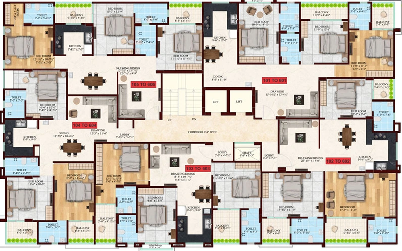 Floor Plan of Manglam Mayfair - Elite in Vaishali Nagar, Jaipur - Image 54231