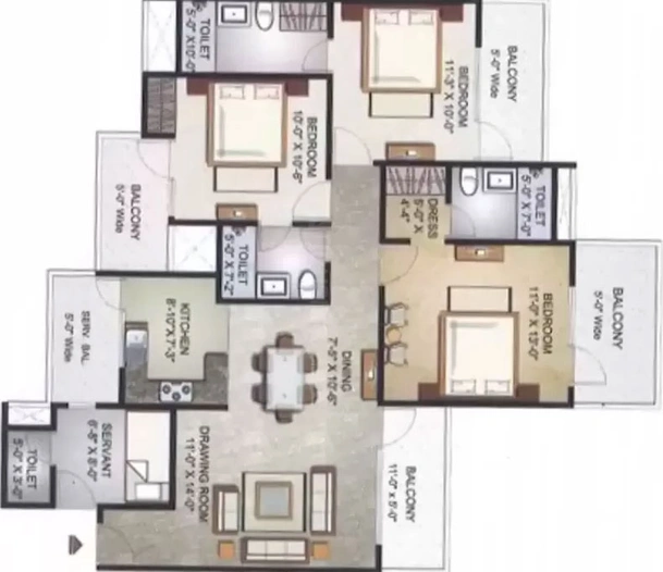3 BHK Flat in Elegant Ville in Techzone 4, Greater Noida - Image 510710