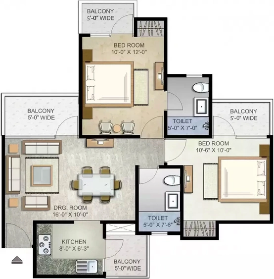 2 BHK Flat in Elegant Ville in Techzone 4, Greater Noida - Image 510708