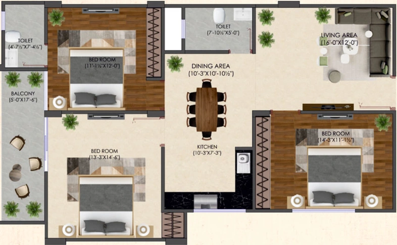 3 BHK Flat in SB Heights 1 in Mansarovar, Jaipur - Image 513620