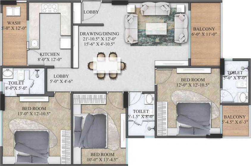 3 BHK Flat in Chordias The Crown in Durgapura, Jaipur - Image 507759