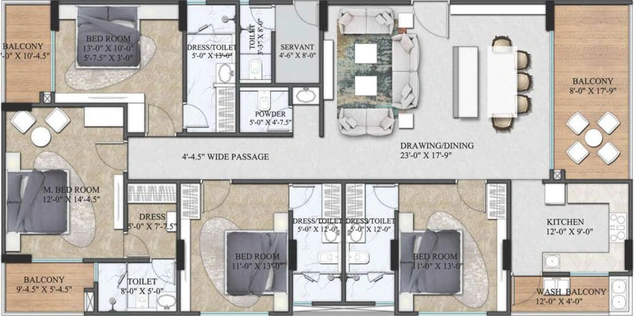 4 BHK Flat in Chordias The Crown in Durgapura, Jaipur - Image 507761