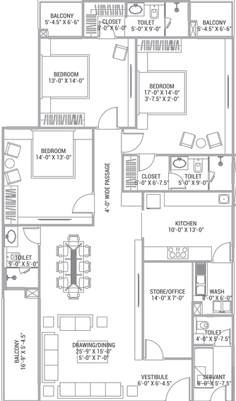 3 BHK Flat in FS The Crest in Durgapura, Jaipur - Image 508071