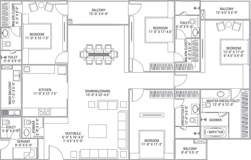 4 BHK Flat in FS The Crest in Durgapura, Jaipur - Image 508072