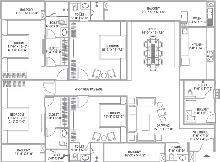 4 BHK Flat in FS The Crest in Durgapura, Jaipur - Image 508073