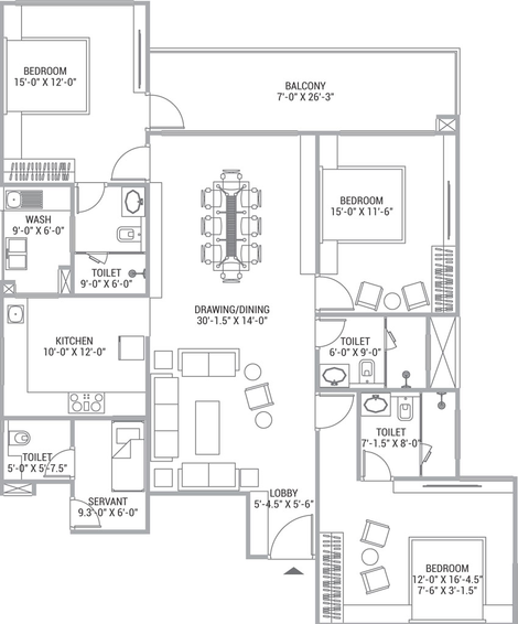 3 BHK Flat in FS The Crest in Durgapura, Jaipur - Image 508070
