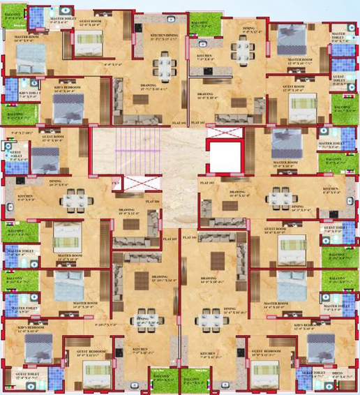 Floor Plan of Kothari Rainbow in Vaishali Nagar, Jaipur - Image 54970