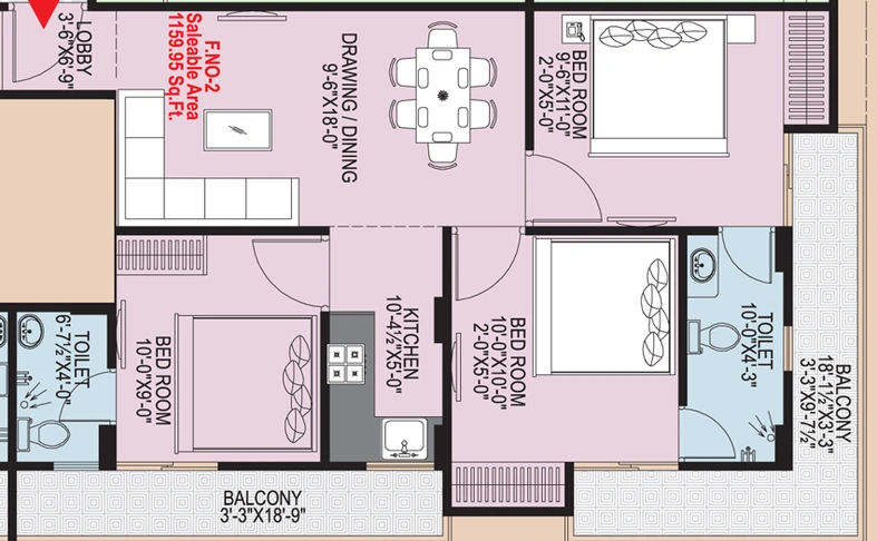 3 BHK Flat in Raghav Dream Homes in Jagatpura, Jaipur - Image 508999