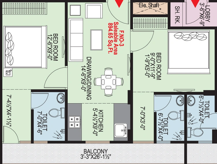 2 BHK Flat in Raghav Dream Homes in Jagatpura, Jaipur - Image 508998