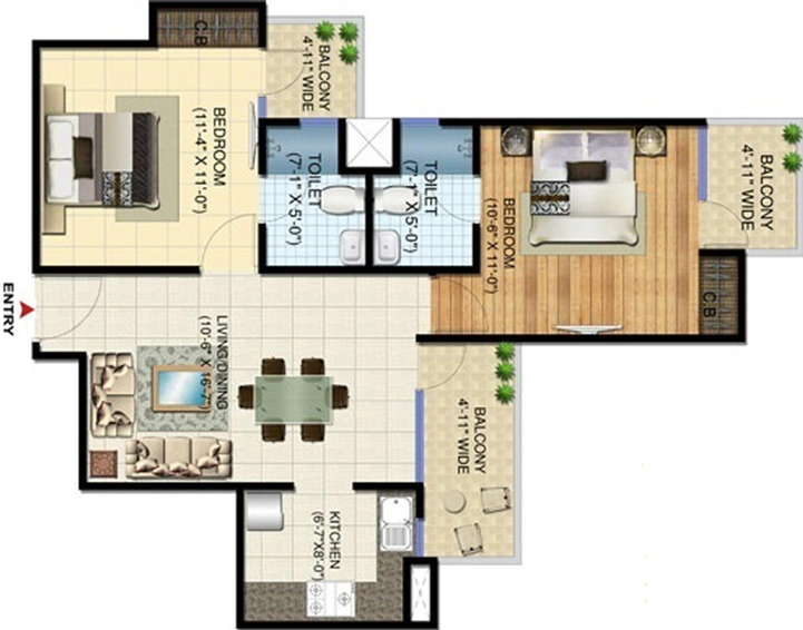 2 BHK Flat in Amrapali Bollywood Towers in Noida Extention, Greater Noida - Image 511377