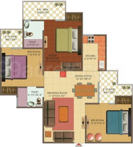 3 BHK Flat in Galaxy North Avenue 2 in Noida Extention, Greater Noida - Image 673771