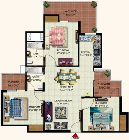 3 BHK Flat in Galaxy North Avenue 2 in Noida Extention, Greater Noida - Image 673772