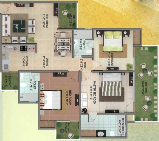 3 BHK Flat in Cosmos Shivalik Homes in Sector 16 B, Greater Noida - Image 513584