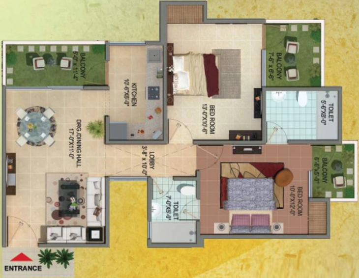 2 BHK Flat in Cosmos Shivalik Homes in Sector 16 B, Greater Noida - Image 513582