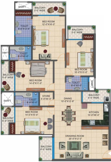 4 BHK Flat in Ramprastha Imperial Heights in Indirapuram, Ghaziabad - Image 668283