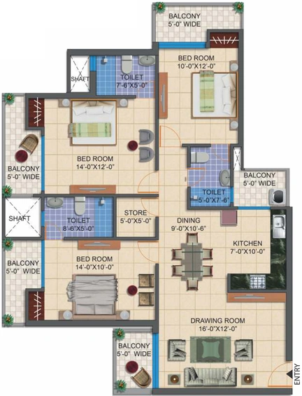 3 BHK Flat in Ramprastha Imperial Heights in Indirapuram, Ghaziabad - Image 668282