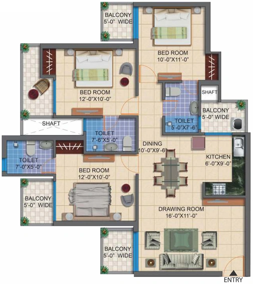 3 BHK Flat in Ramprastha Imperial Heights in Indirapuram, Ghaziabad - Image 668281
