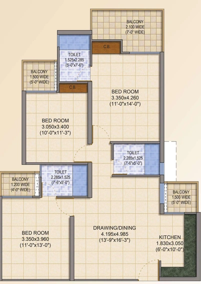 3 BHK Flat in SG Shikhar Heights in Siddhartha Vihar, Ghaziabad - Image 653425