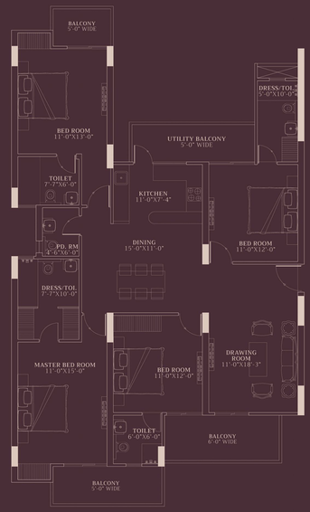 4 BHK Flat in T&T Eutopia Phase 1 in Siddhartha Vihar, Ghaziabad - Image 695533