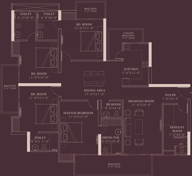 4 BHK Flat in T&T Eutopia Phase 1 in Siddhartha Vihar, Ghaziabad - Image 695534
