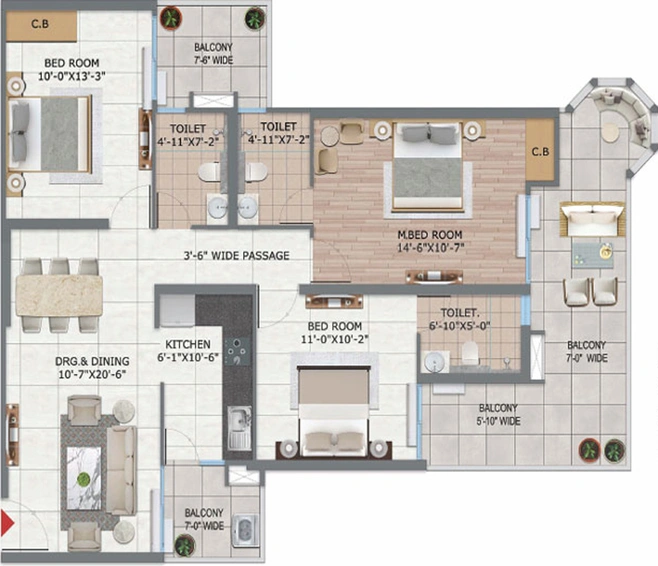 3 BHK Flat in VVIP Namah in NH 24, Ghaziabad - Image 301465