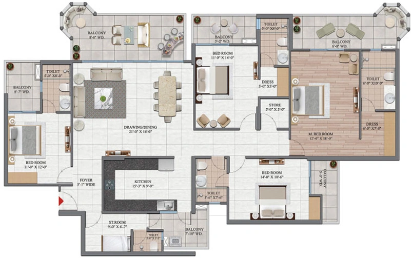 4 BHK Flat in VVIP Namah in NH 24, Ghaziabad - Image 301467