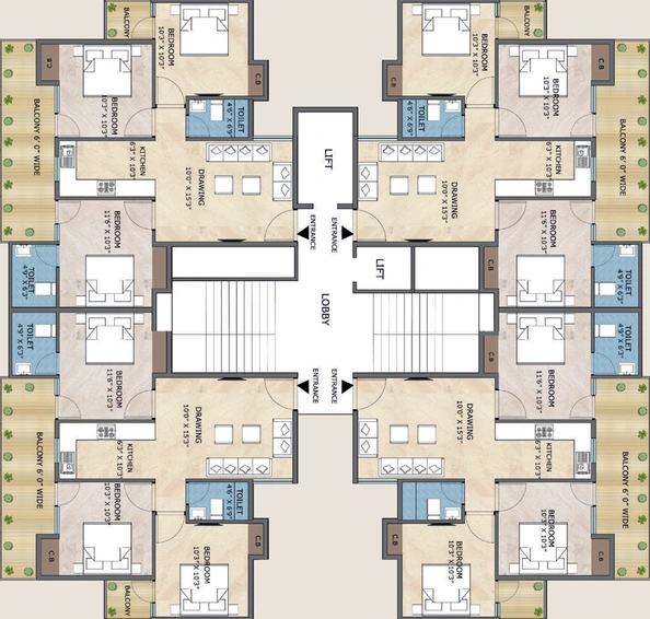 Floor Plan of Happy Homes Pride in Sector 75, Faridabad - Image 99003