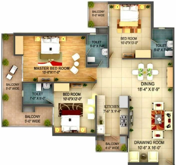 3 BHK Flat in Sapphire Smart Homes in NH 24, Ghaziabad - Image 643741