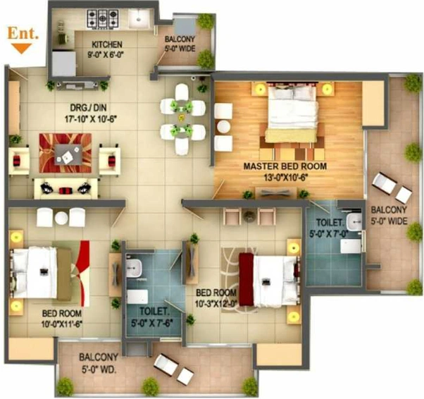 3 BHK Flat in Sapphire Smart Homes in NH 24, Ghaziabad - Image 643740