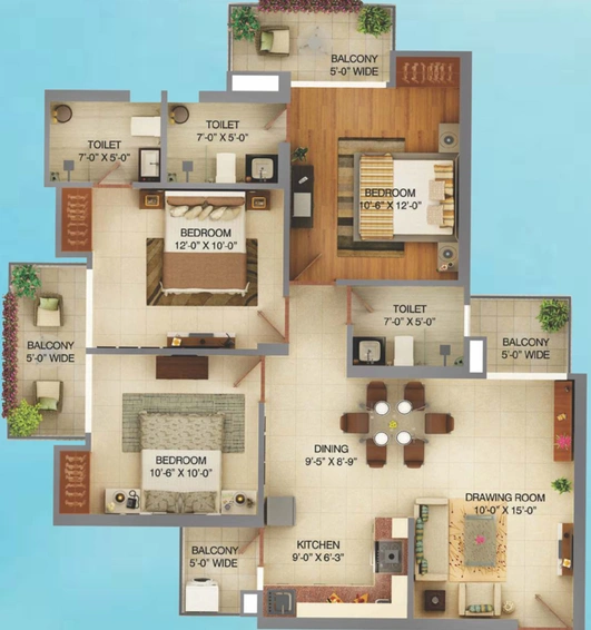 3 BHK Flat in Palm Marina Suites in NH 24, Ghaziabad - Image 643813