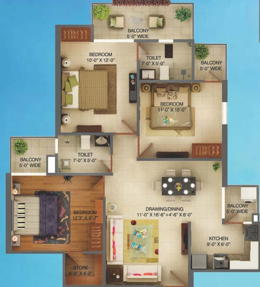3 BHK Flat in Palm Marina Suites in NH 24, Ghaziabad - Image 643812