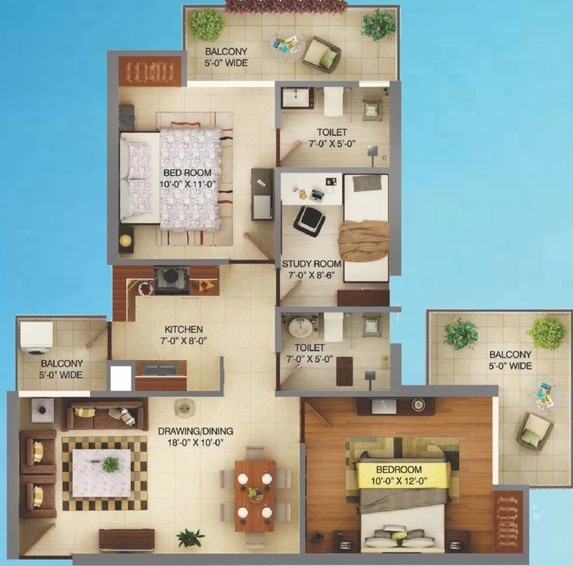 2 BHK Flat in Palm Marina Suites in NH 24, Ghaziabad - Image 643811