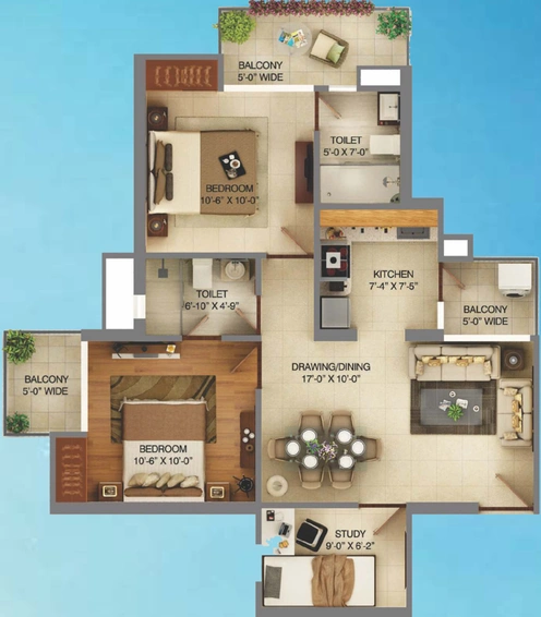 2 BHK Flat in Palm Marina Suites in NH 24, Ghaziabad - Image 643810