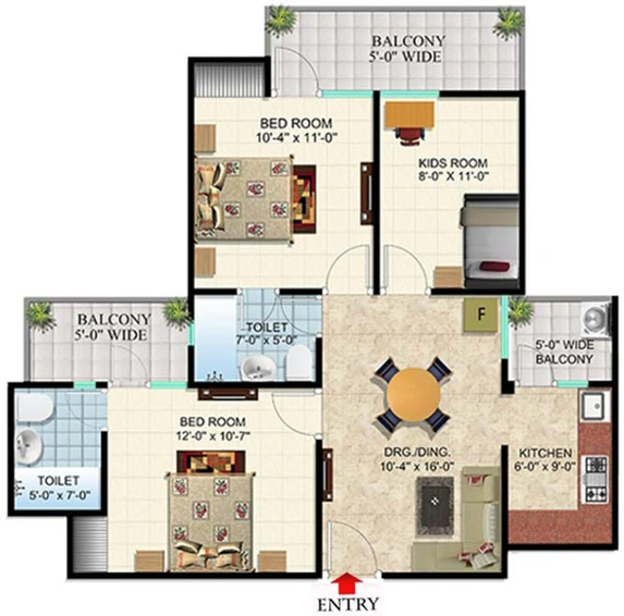 2 BHK Flat in SCC Blossom in Raj Nagar Extension, Ghaziabad - Image 680013