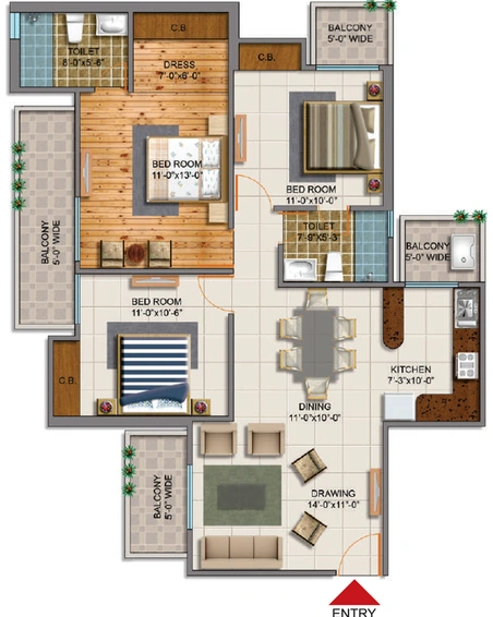 3 BHK Flat in Truvae Fragrance Homes in Siddhartha Vihar, Ghaziabad - Image 735379