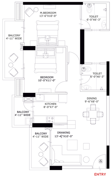 2 BHK Flat in Aegis Trine Towers in Indirapuram, Ghaziabad - Image 668301