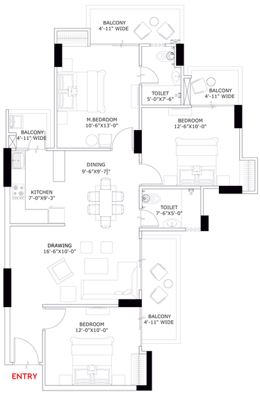 3 BHK Flat in Aegis Trine Towers in Indirapuram, Ghaziabad - Image 668303