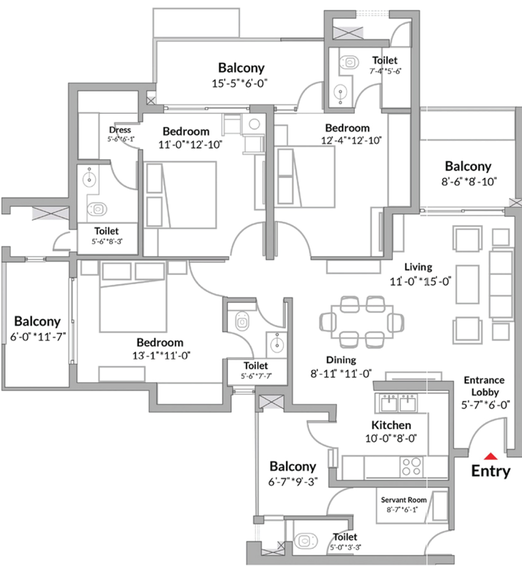 3 BHK Flat in Unity The Amaryllis in Karol Bagh, New Delhi - Image 498242