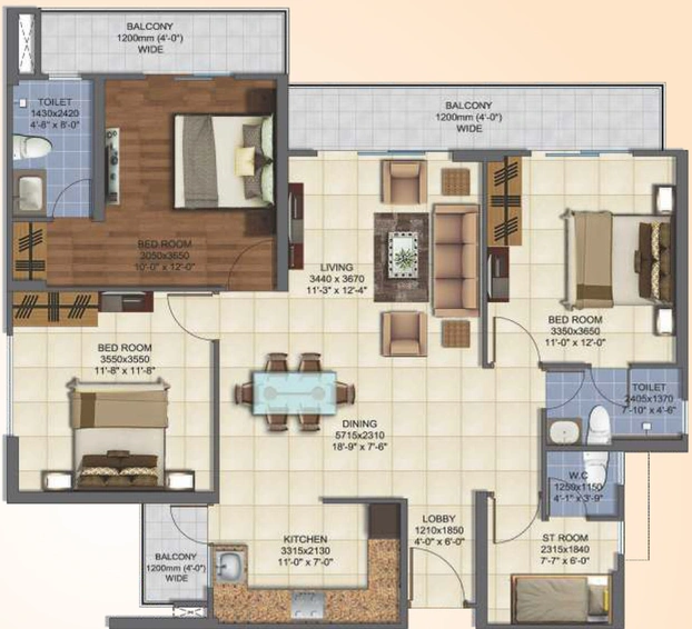 3 BHK Flat in Mahagun Montage in Crossings Republik, Ghaziabad - Image 684772