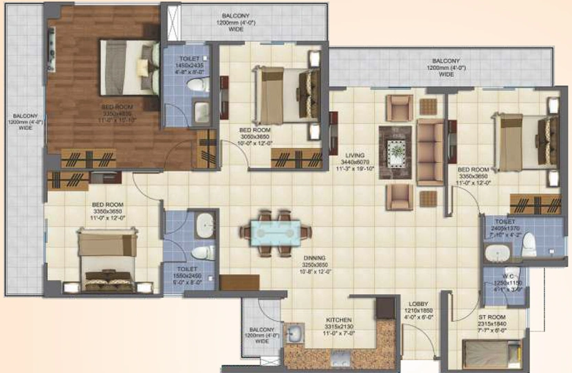 4 BHK Flat in Mahagun Montage in Crossings Republik, Ghaziabad - Image 684773