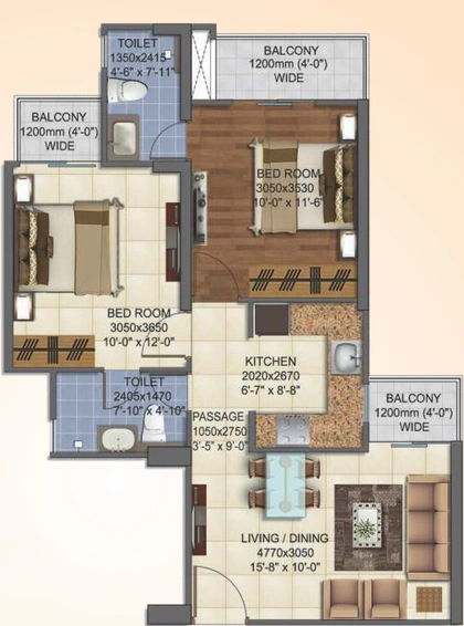 2 BHK Flat in Mahagun Montage in Crossings Republik, Ghaziabad - Image 684769