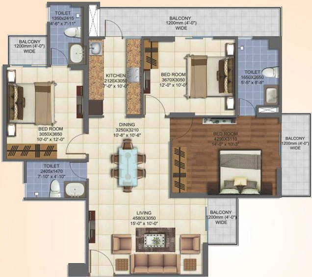 3 BHK Flat in Mahagun Montage in Crossings Republik, Ghaziabad - Image 684771