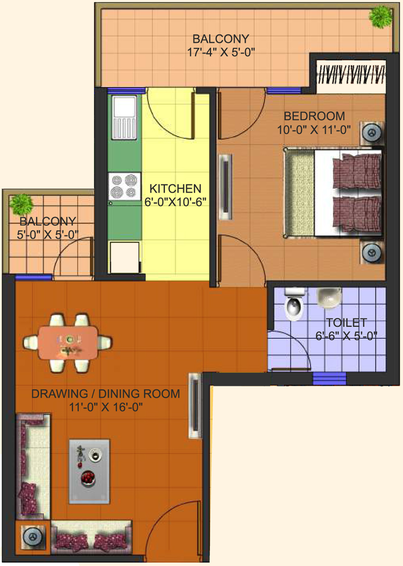 1 BHK Flat in KW Srishti in Raj Nagar Extension, Ghaziabad - Image 675423