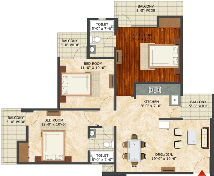 3 BHK Flat in Landcraft Golflinks in NH 24, Ghaziabad - Image 666702
