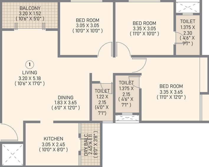 3 BHK Flat in Skyrise Sparkle in Dhanori, Pune - Image 436488
