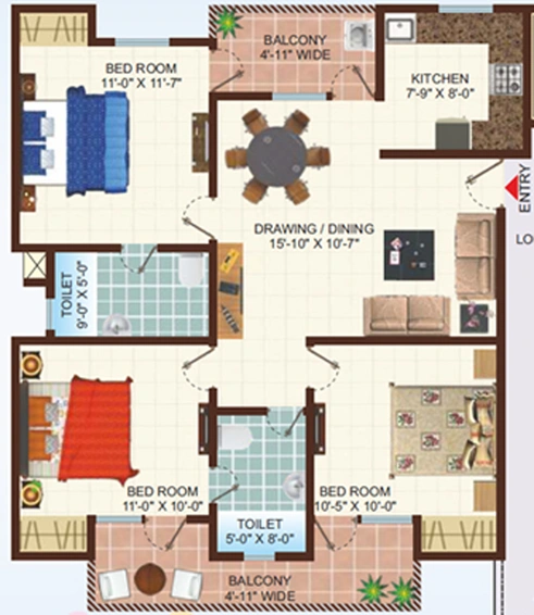3 BHK Flat in Uninav Bliss in Raj Nagar Extension, Ghaziabad - Image 498885