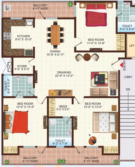 3 BHK Flat in Uninav Bliss in Raj Nagar Extension, Ghaziabad - Image 498886