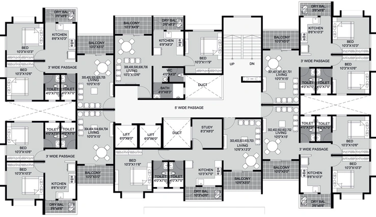 Floor Plan of Ganga Gagan Aashray in Dhanori, Pune - Image 18284
